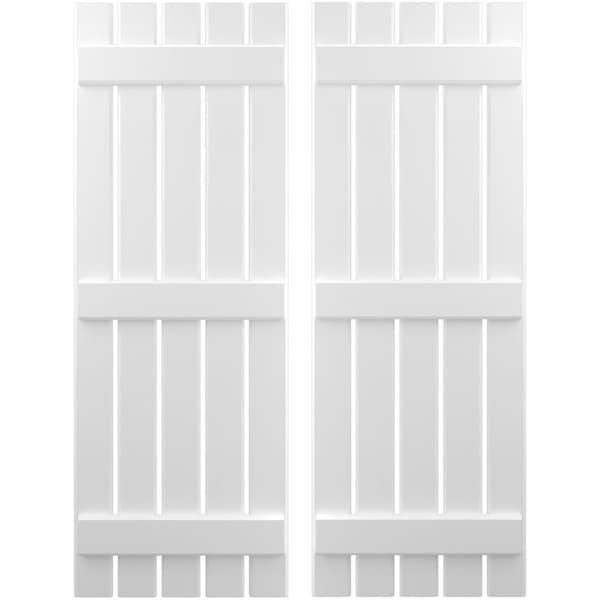 Ekena Millwork Americraft 5-Board, 3 Batten Exterior Real Wood Spaced Board-n-Batten Shutters, ARW401SB519X47WHH, PR ARW401SB519X47WHH - main